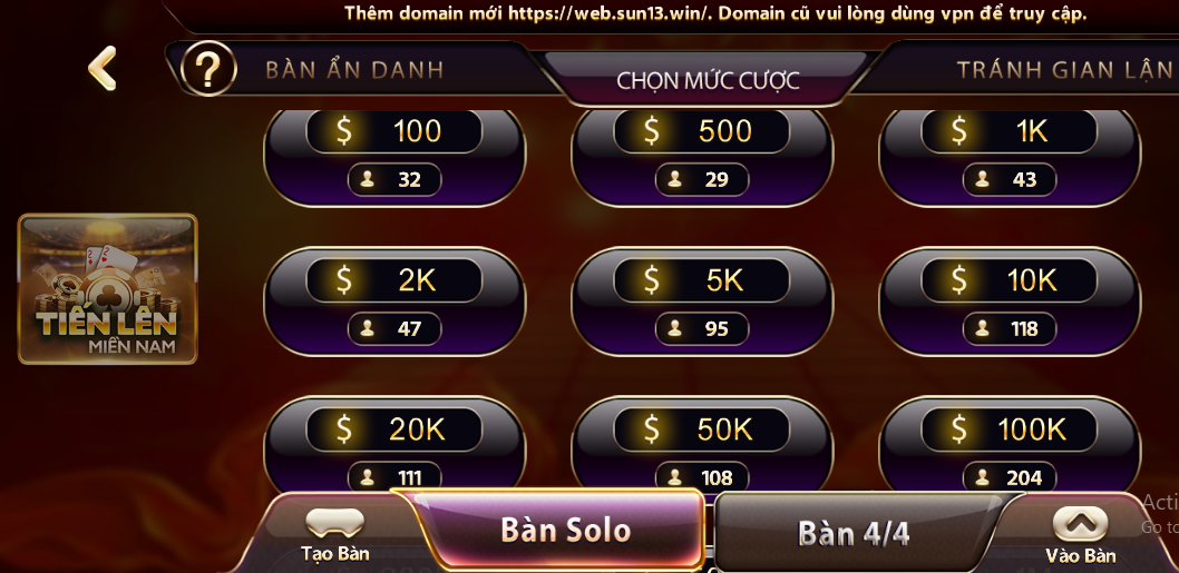 Game bài tiến lên miền nam Sunwin